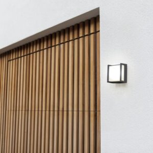 Lutec Qubo Square Φωτιστικό Τοίχου Εξωτερικού Χώρου Σκούρο Γκρι LED 650lm 3000K IP54 – 5195401118