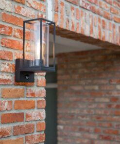 Lutec Flair Φωτιστικό Τοίχου Εξωτερικού Χώρου Με Ανιχνευτή Κίνησης Μαύρο E27 IP44 – 5288802012