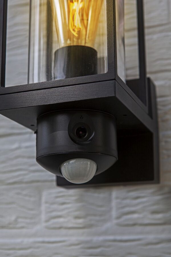 Lutec Flair Επιτοίχιο Φωτιστικό Εξωτερικού Χώρου Με Camera Με Ανιχνευτή Κίνησης Με Ενδοεπικοινωνία και micro SD card E27 Μαύρο Connect E27 Dimmable IP44 – 5288811012