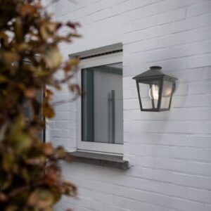 Lutec Zago Επιτοίχιο Φωτιστικό Εξωτερικού Χώρου Clear Glass Μαύρο E27 IP44 – 5294502012