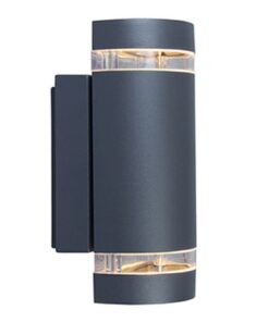 Lutec Focus Round Φωτιστικό Τοίχου Εξωτερικού Χώρου Up&Down Gu10 Σκούρο Γκρι IP54 – 5604011118