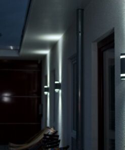 Lutec Focus Round Φωτιστικό Τοίχου Εξωτερικού Χώρου Up&Down Gu10 Σκούρο Γκρι IP54 – 5604011118