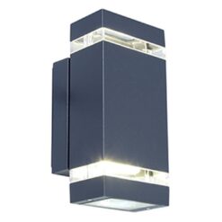 Lutec Focus Square Εξωτερικού Χώρου Led Φωτιστικό Τοίχου Up&Down 1 Light Σκούρο Γκρι LED 300 lm IP44 4000K – 5605013118