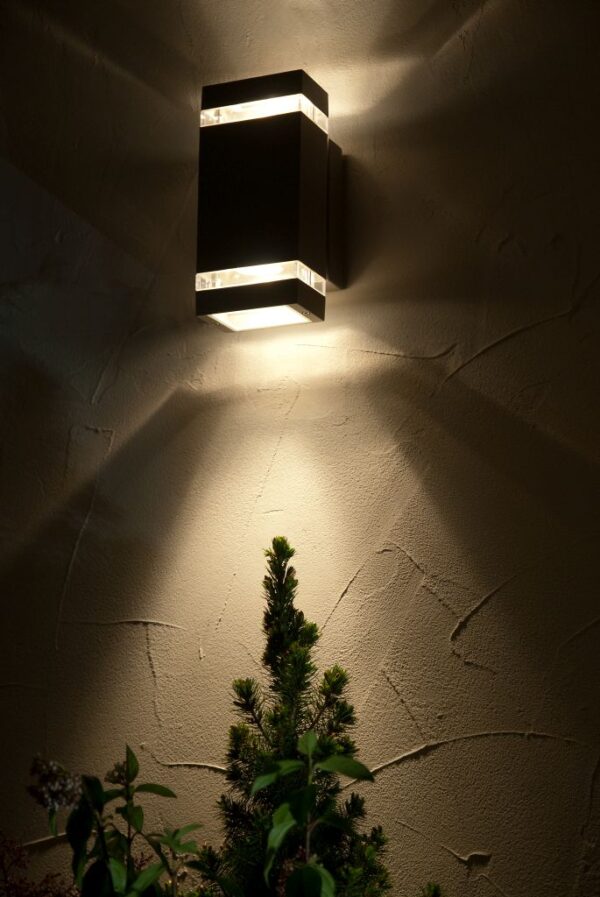 Lutec Focus Square Εξωτερικού Χώρου Led   Φωτιστικό Τοίχου Up&Down   1  Light Σκούρο Γκρι LED   300 lm IP44 4000K – 5605013118