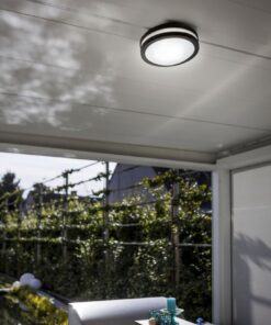 Lutec Titan Round Medium Φωτιστικό Τοίχου και Οροφής Εξωτερικού Χώρου E27 Σκούρο Γκρι IP54 – 6336201118