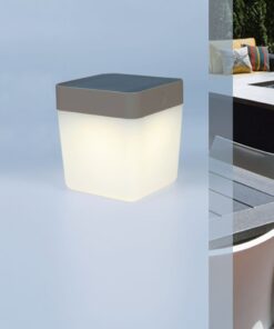 Lutec Table Φορητό Επιτραπέζιο Φωτιστικό Cube Ηλιακό Ασημί Χρώματος LED Dimmable 100lm 3000K Dimmable IP44 – 6908001337