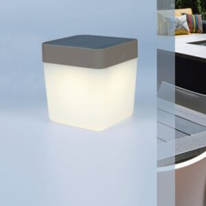 Lutec Table Φορητό Επιτραπέζιο Φωτιστικό Cube Ηλιακό Ασημί Χρώματος LED Dimmable 100lm 3000K Dimmable IP44 – 6908001337