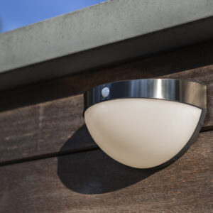 Lutec Bubble Επιτοίχιο Φωτιστικό Εξωτερικού Χώρου Inox Ηλιακό Με Ανιχνευτή Κίνησης LED Dimmable 200lm 4000K IP44 – 6908701001