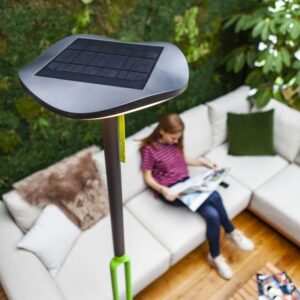 Lutec Poppy Ηλιακό Φωτιστικό Δαπέδου Φορητό Με Bluetooth Με ανιχνευτή κίνησης Σκούρο Γκρι Χρώμα LED 500lm 3000K IP54 – 6910802335