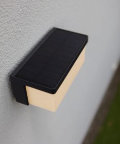 Lutec Υβριδικό Ηλιακό Φωτιστικό Τοίχου ZELNA Σκούρο Γκρι θερμό 3000K IP44 – 6912401345