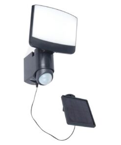 Lutec Sunshine Ηλιακός Προβολέας Τοίχου Με Ανιχνευτή Κίνησης Σκούρου Γκρι Χρώματος LED Dimmable 500lm 5000K IP44 – 6925601345