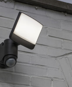 Lutec Sunshine Ηλιακός Προβολέας Τοίχου Με Ανιχνευτή Κίνησης Σκούρου Γκρι Χρώματος LED Dimmable 500lm 5000K IP44 – 6925601345
