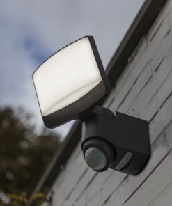 Lutec Sunshine Ηλιακός Προβολέας Τοίχου Με Ανιχνευτή Κίνησης Σκούρου Γκρι Χρώματος LED Dimmable 500lm 5000K IP44 – 6925601345