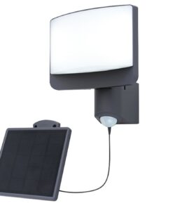 Lutec Sunshine Φωτιστικό Τοίχου Εξωτερικού Χώρου Με Ανιχνευτή Κίνησης Σκούρο Γκρι Plus Ηλιακό LED 800lm 5000K – 6925604345