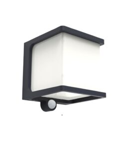 Lutec Doblo Επιτοίχιο Φωτιστικό Εξωτερικού Χώρου Ηλιακό Με Ανιχνευτή Κίνησης Σκούρο Γκρι Χρώμα LED 500lm 4000K Dimmable IP54 – 6940101125