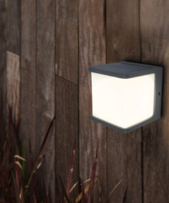 Lutec Doblo Επιτοίχιο Φωτιστικό Εξωτερικού Χώρου Ηλιακό Με Ανιχνευτή Κίνησης Σκούρο Γκρι Χρώμα LED 500lm 4000K Dimmable IP54 – 6940101125