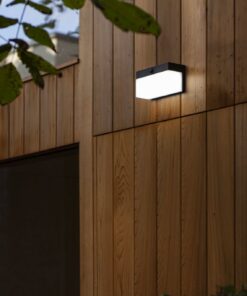 Lutec Fran Ηλιακό Φωτιστικό Τοίχου Με Ανιχνευτή Κίνησης Μαύρο Χρώμα απομακρυσμένη λειτουργία Connect LED Dimmable 800lm 2700K-6500K IP44 – 6941502330