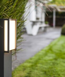 Lutec Qubo Φωτιστικό Κολωνάκι Κήπου Post Σκούρο Γκρι Χρώμα LED 1100lm 3000K IP54 – 7193001118