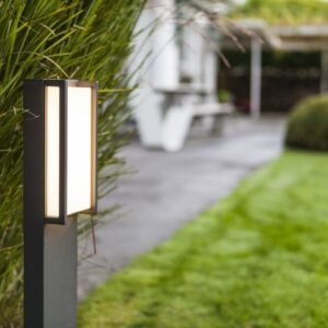 Lutec Qubo Φωτιστικό Κολωνάκι Κήπου Post Σκούρο Γκρι Χρώμα LED 1100lm 3000K IP54 – 7193001118