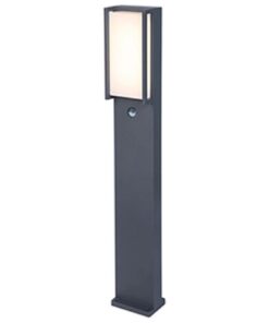 Lutec Qubo Κολωνάκι Κήπου Led Bollard Με Ανιχνευτή Κίνησης Σκούρο Γκρι Χρώμα LED 1000lm 3000K IP54 – 7193004118