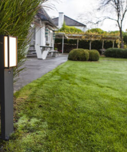 Lutec Qubo Κολωνάκι Κήπου Led Bollard Με Ανιχνευτή Κίνησης Σκούρο Γκρι Χρώμα LED 1000lm 3000K IP54 – 7193004118