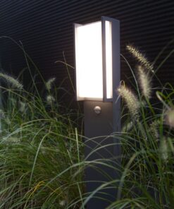 Lutec Qubo Κολωνάκι Κήπου Led Bollard Με Ανιχνευτή Κίνησης Σκούρο Γκρι Χρώμα LED 1000lm 3000K IP54 – 7193004118