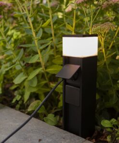 Lutec Mains Φωτιστικό Κολωνάκι Κήπου Μαύρου Χρώματος Χρονοδιακόπτη Σύνδεση Eathering LED Dimmable 600lm 3000K IP44 – 7202201012
