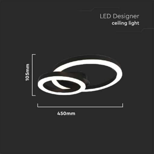 LED φωτιστικό οροφής Designer 20W 3000Κ θερμό λευκό με μαύρο σώμα V-TAC – 7000