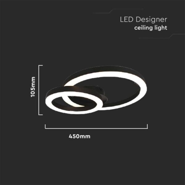 LED φωτιστικό οροφής Designer 20W 3000Κ θερμό λευκό με μαύρο σώμα V-TAC – 7000