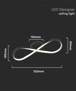 LED φωτιστικό οροφής Designer 24W 3000Κ θερμό λευκό με μαύρο σώμα V-TAC – 7002