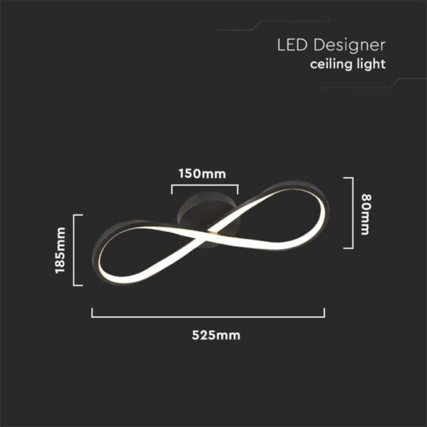 LED φωτιστικό οροφής Designer 24W 3000Κ θερμό λευκό με μαύρο σώμα V-TAC – 7002