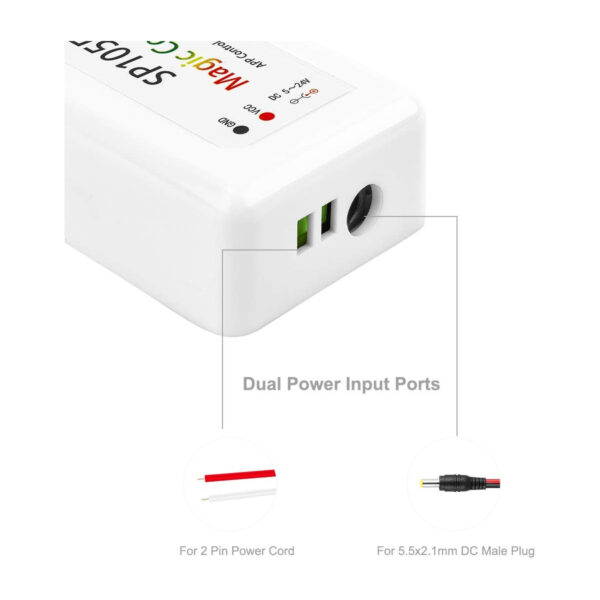 GloboStar® 70039 SP105E Ασύρματος WiFi LED FULL COLOR Magic Digital Pixel Controller iOS/Android Bluetooth για LED Digital Πολύχρωμα και Μονόχρωμα Προϊόντα DC 5-24V 1 x 2048 IC Max