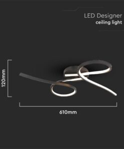 LED φωτιστικό οροφής Designer 24W 3000Κ θερμό λευκό με μαύρο σώμα V-TAC – 7004