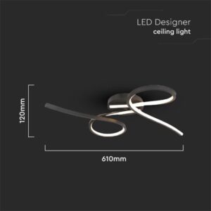 LED φωτιστικό οροφής Designer 24W 3000Κ θερμό λευκό με μαύρο σώμα V-TAC – 7004