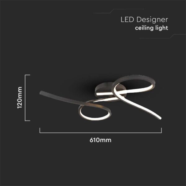 LED φωτιστικό οροφής Designer 24W 3000Κ θερμό λευκό με μαύρο σώμα V-TAC – 7004