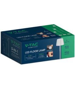 LED Επαναφορτιζόμενο Φωτιστικό Δαπέδου/Τραπεζιού Λευκό με Ρύθμιση Ύψους 4W V-TAC IP54 Θερμό Λευκό 3000K – 7007