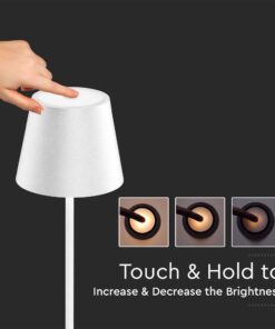 LED Επαναφορτιζόμενο Φωτιστικό Δαπέδου/Τραπεζιού Λευκό με Ρύθμιση Ύψους 4W V-TAC IP54 Θερμό Λευκό 3000K – 7007