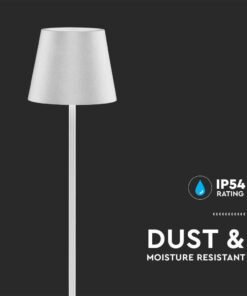 LED Επαναφορτιζόμενο Φωτιστικό Δαπέδου/Τραπεζιού Λευκό με Ρύθμιση Ύψους 4W V-TAC IP54 Θερμό Λευκό 3000K – 7007