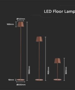 LED Επαναφορτιζόμενο Φωτιστικό Δαπέδου/Τραπεζιού Corten με Ρύθμιση Ύψους 4W V-TAC IP54 Θερμό Λευκό 3000K – 7008