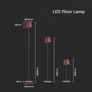 LED Επαναφορτιζόμενο Φωτιστικό Δαπέδου/Τραπεζιού Corten με Ρύθμιση Ύψους  4W V-TAC IP54 Θερμό Λευκό 3000K – 7008