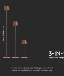 LED Επαναφορτιζόμενο Φωτιστικό Δαπέδου/Τραπεζιού Corten με Ρύθμιση Ύψους 4W V-TAC IP54 Θερμό Λευκό 3000K – 7008