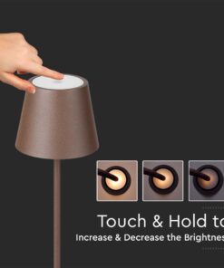 LED Επαναφορτιζόμενο Φωτιστικό Δαπέδου/Τραπεζιού Corten με Ρύθμιση Ύψους 4W V-TAC IP54 Θερμό Λευκό 3000K – 7008