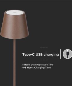 LED Επαναφορτιζόμενο Φωτιστικό Δαπέδου/Τραπεζιού Corten με Ρύθμιση Ύψους 4W V-TAC IP54 Θερμό Λευκό 3000K – 7008