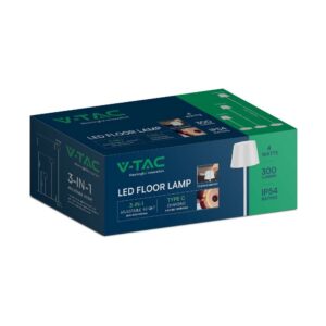 LED Επαναφορτιζόμενο Φωτιστικό Δαπέδου/Τραπεζιού Μαύρο με Ρύθμιση Ύψους  4W V-TAC IP54 Θερμό Λευκό 3000K – 7009