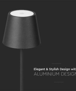 LED Επαναφορτιζόμενο Φωτιστικό Δαπέδου/Τραπεζιού Μαύρο με Ρύθμιση Ύψους 4W V-TAC IP54 Θερμό Λευκό 3000K – 7009