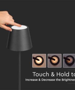 LED Επαναφορτιζόμενο Φωτιστικό Δαπέδου/Τραπεζιού Μαύρο με Ρύθμιση Ύψους 4W V-TAC IP54 Θερμό Λευκό 3000K – 7009