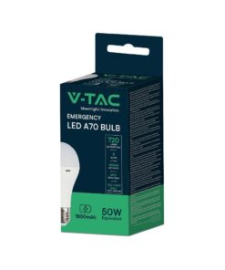 LED Λάμπα E27 9W Έκτακτης Ανάγκης 3 Ωρών V-TAC με Ενσωματωμένη Μπαταρία Φυσικό Λευκό 4000K – 7010
