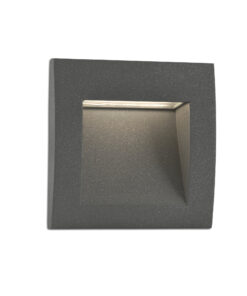 Faro Barcelona SEDNA SQ 140 Χωνευτό Φωτιστικό Τοίχου, Αδιάβροχο, Σκούρου Γκρι Χρώματος, LED 3W 3000K IP65 – 70148