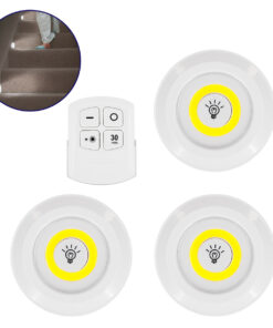 GloboStar® 79044 Φωτιστικά Νυκτός Μπαταρίας LED COB 6W 600lm με Timer & Ασύρματο Χειριστήριο RF – ΣΕΤ 3 Τεμαχίων Ψυχρό Λευκό 6000K