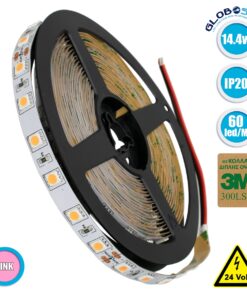 GloboStar® 70227 Ταινία LED SMD 5050 5m 14.4W/m 60LED/m 800lm/m 120° DC 24V IP20 Ροζ – 5 Χρόνια Εγγύηση